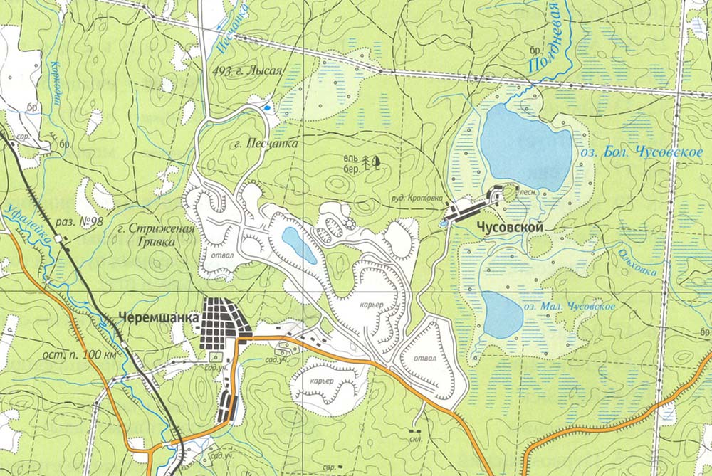 Карта озера Большое Чусовское